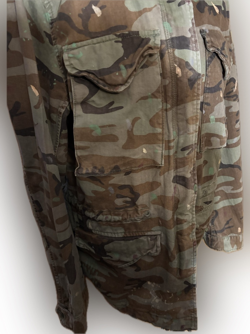 Ralph Lauren Denim & Supply Camo Utility Jacket Back American Flag Women's M - Picture 6 of 11